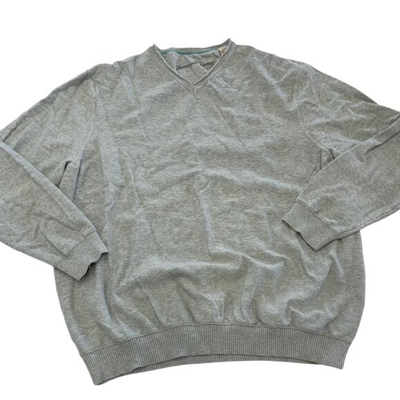 Tommy Bahama Sweater Mens X Large Grey V Neck Knit Pima Cotton - Picture 1 of 6